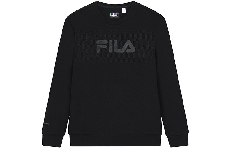 FILA Black Crewneck Sweatshirt with Logo Print and Stretch Fabric F11M147201F-BK