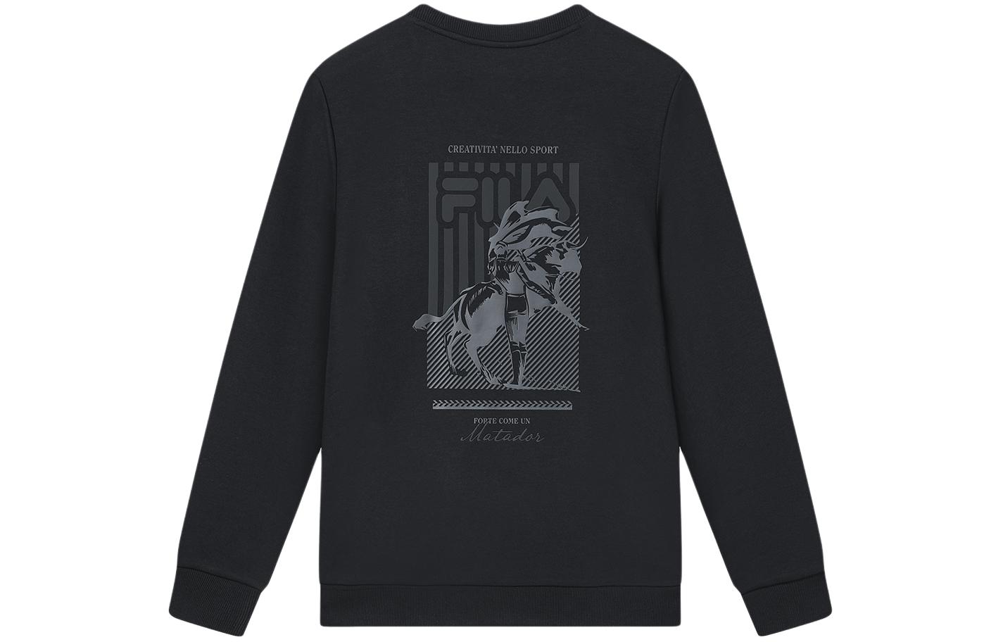 FILA Black Crewneck Sweatshirt with Logo Print Casual Design F11M348212A-BK