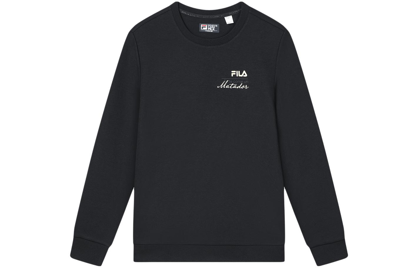 Lookbook FILA 黑色圓領衛衣帶標誌印花休閒設計 F11M348212A-BK