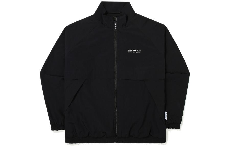 FILA Black Embroidered Letter Logo Zip-Up Jacket FS2WTE3601X-BLK
