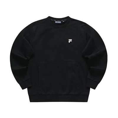 FILA Black Fleece Crewneck Sweatshirt with Letter Print T11M341213F-BK