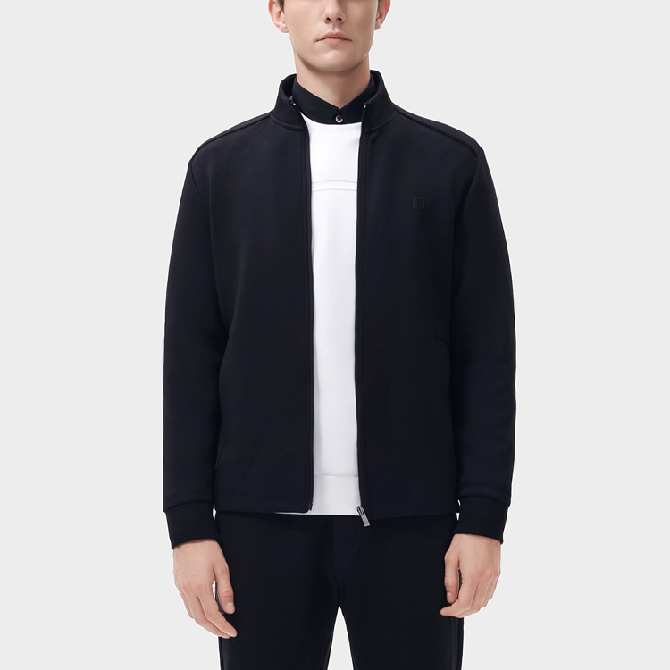 Shop FILA 黑色全拉链字母印花立领夹克 F11M317505FBK