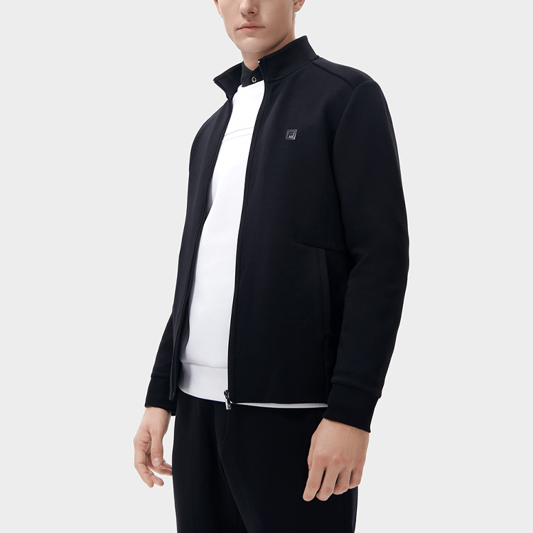 Sizing FILA 黑色全拉链字母印花立领夹克 F11M317505FBK