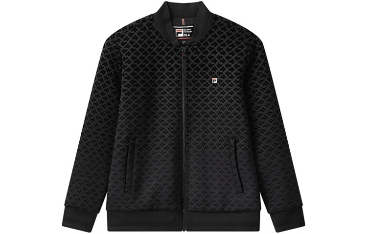 FILA Black Full Print Logo Knit Casual Jacket F11M041708F-NV