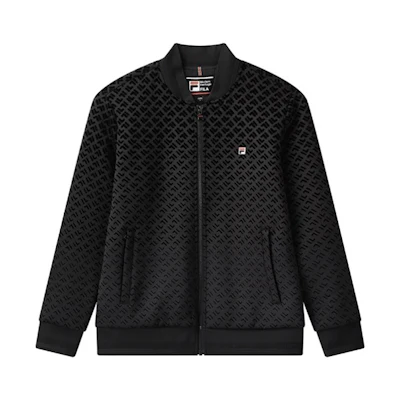 FILA Black Full Print Logo Knit Casual Jacket F11M041708F-NV