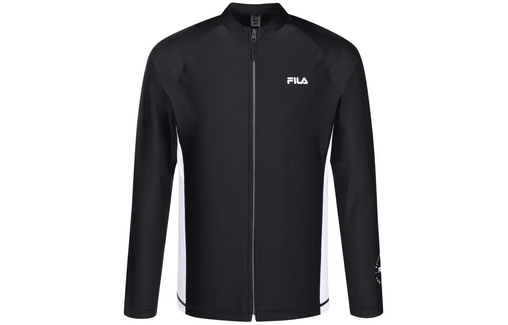 FILA Black Half-High Collar Jacket with Logo Design FS2RTG2401M-BLK