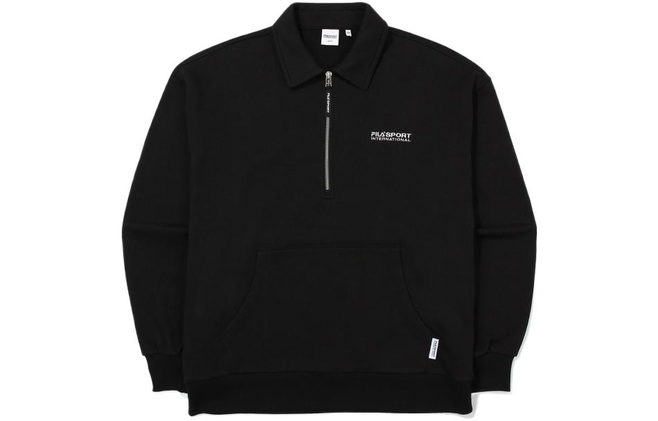 FILA Black Half-Zip Pullover Sweatshirt with Logo Print FS2POE3601X-BLK