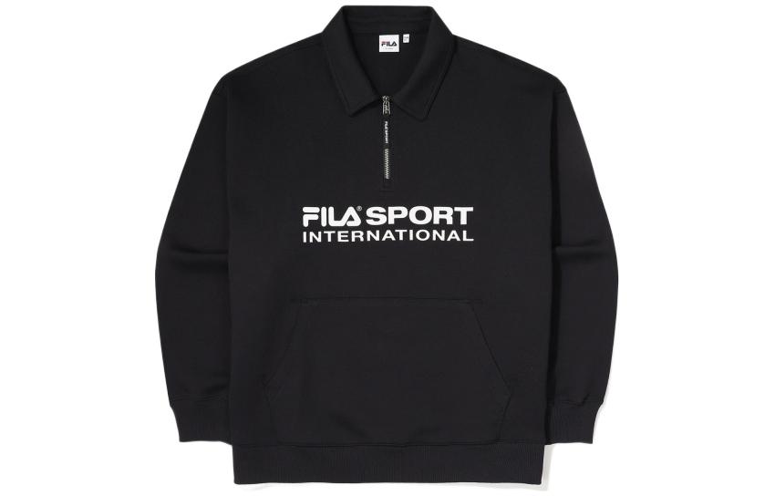 FILA Black Half-Zip Pullover with Letter Print Design FS2POF1133X-BLK