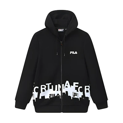 FILA Black Hooded Knit Jacket with Logo Print F11M118559F-BK