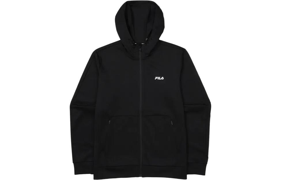 FILA Black Hooded Zip-Up Jacket with Logo Print FS2FTF3202M-BLK