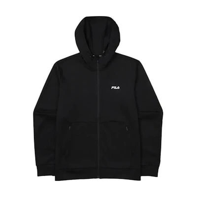 FILA Black Hooded Zip-Up Jacket with Logo Print FS2FTF3202M-BLK