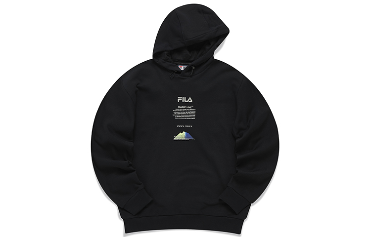 FILA Black Hoodie with Letter Print Design F11M149203F-BK