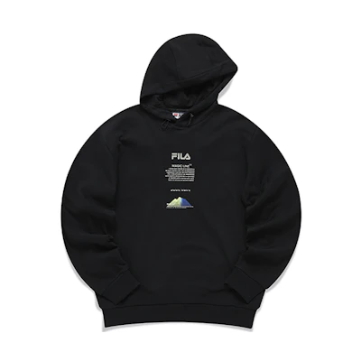 FILA Black Hoodie with Letter Print Design F11M149203F-BK
