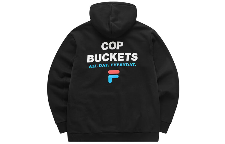 FILA Black Hoodie with Letter Print Design T11M042222F-BK