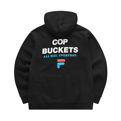 FILA Black Hoodie with Letter Print Design T11M042222F-BK