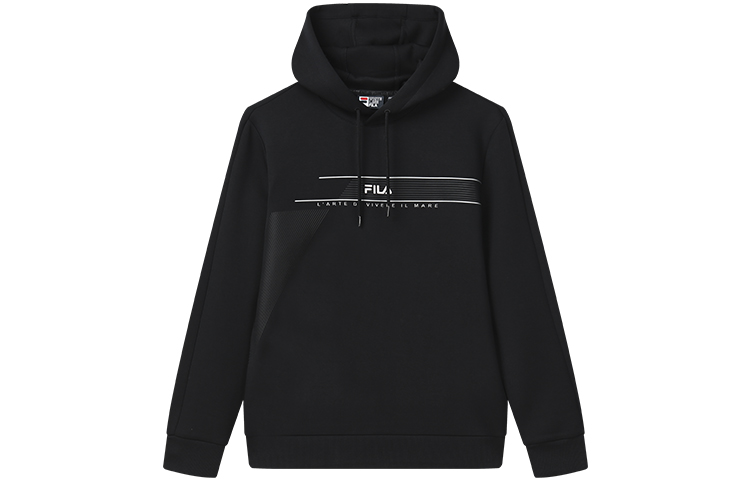 FILA Black Hoodie with Solid Color Letter Print Design F11M317201F-BK