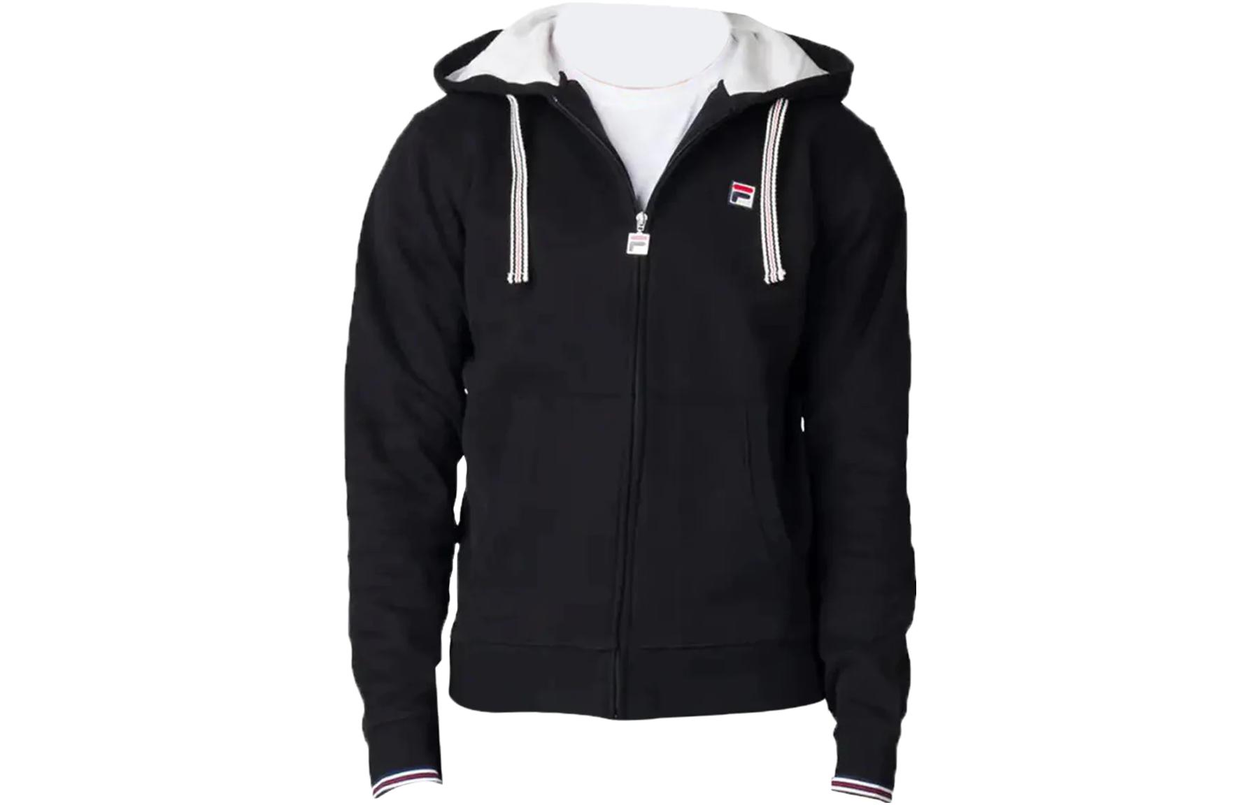 FILA Black Hoodie with Solid Color Logo Print LM173N92-001