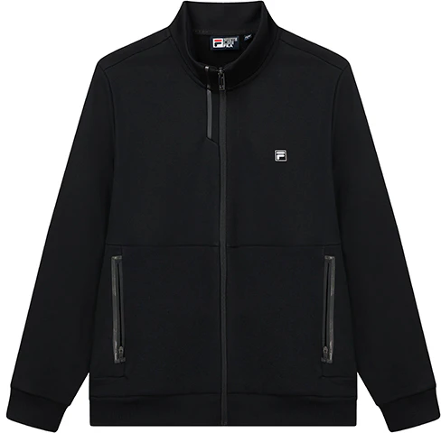 fila-black-knit-fleece-lined-high-collar-jacket-casual-and-warm-f11-m147508-f-bk
