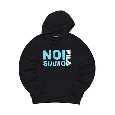 FILA Black Knit Hoodie with Letter Print Design T11M233206F-BK