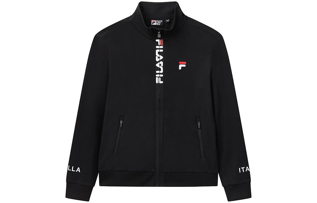 FILA Black Knit Jacket with Letter Logo Print Casual Design F11M038501F-BK