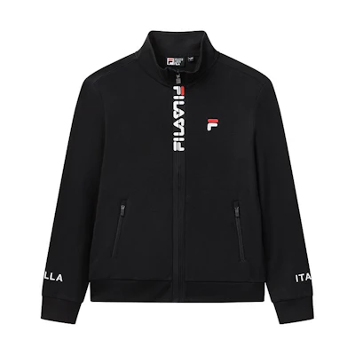 FILA Black Knit Jacket with Letter Logo Print Casual Design F11M038501F-BK