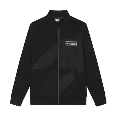 FILA Black Knit Jacket with Logo Patch Casual Style F11M338501ABK