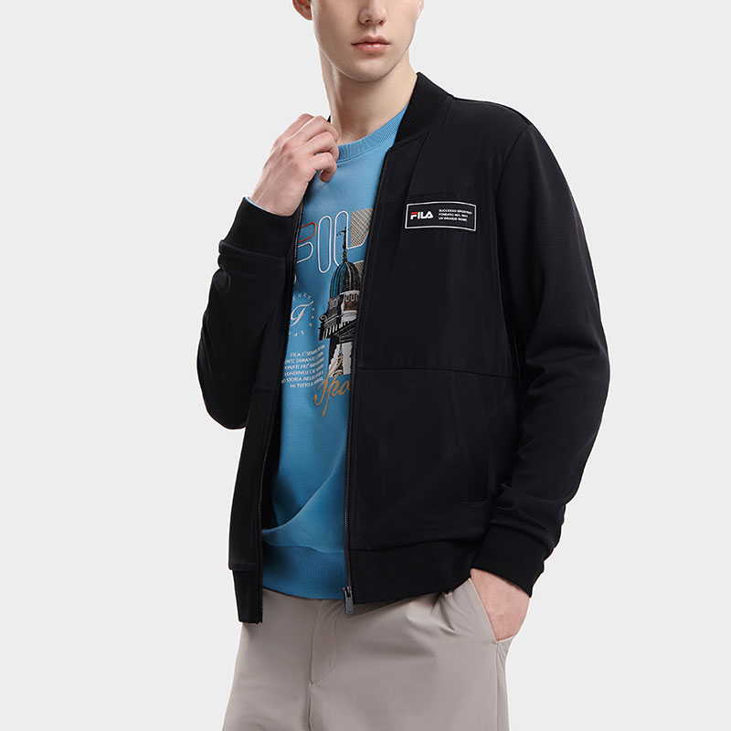 Details for FILA黑色针织夹克带标志补丁休闲款式 F11M338501ABK