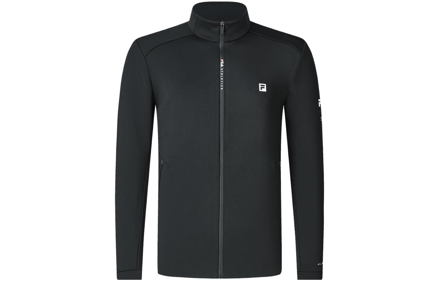 FILA Black Knit Jacket with Logo Print and Stand Collar A11M341504F-BK