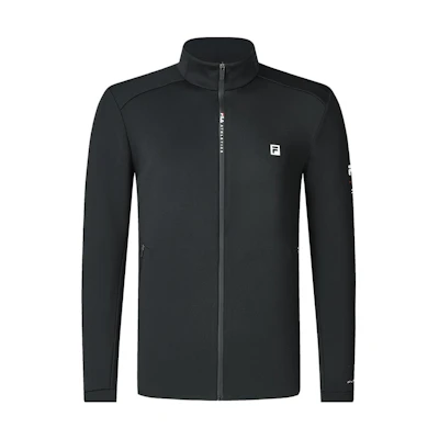 FILA Black Knit Jacket with Logo Print and Stand Collar A11M341504F-BK