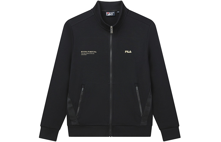 FILA Black Knit Long-Sleeve Casual Sports Jacket F11M218504F-BK