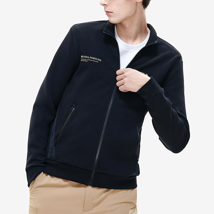 FILA Black Knit Long-Sleeve Casual Sports Jacket F11M218504F-BK 圖 4