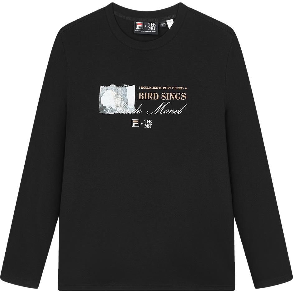 FILA Black Knit Pullover Sweatshirt with Letter Print - Casual Style F11M348201F-BK