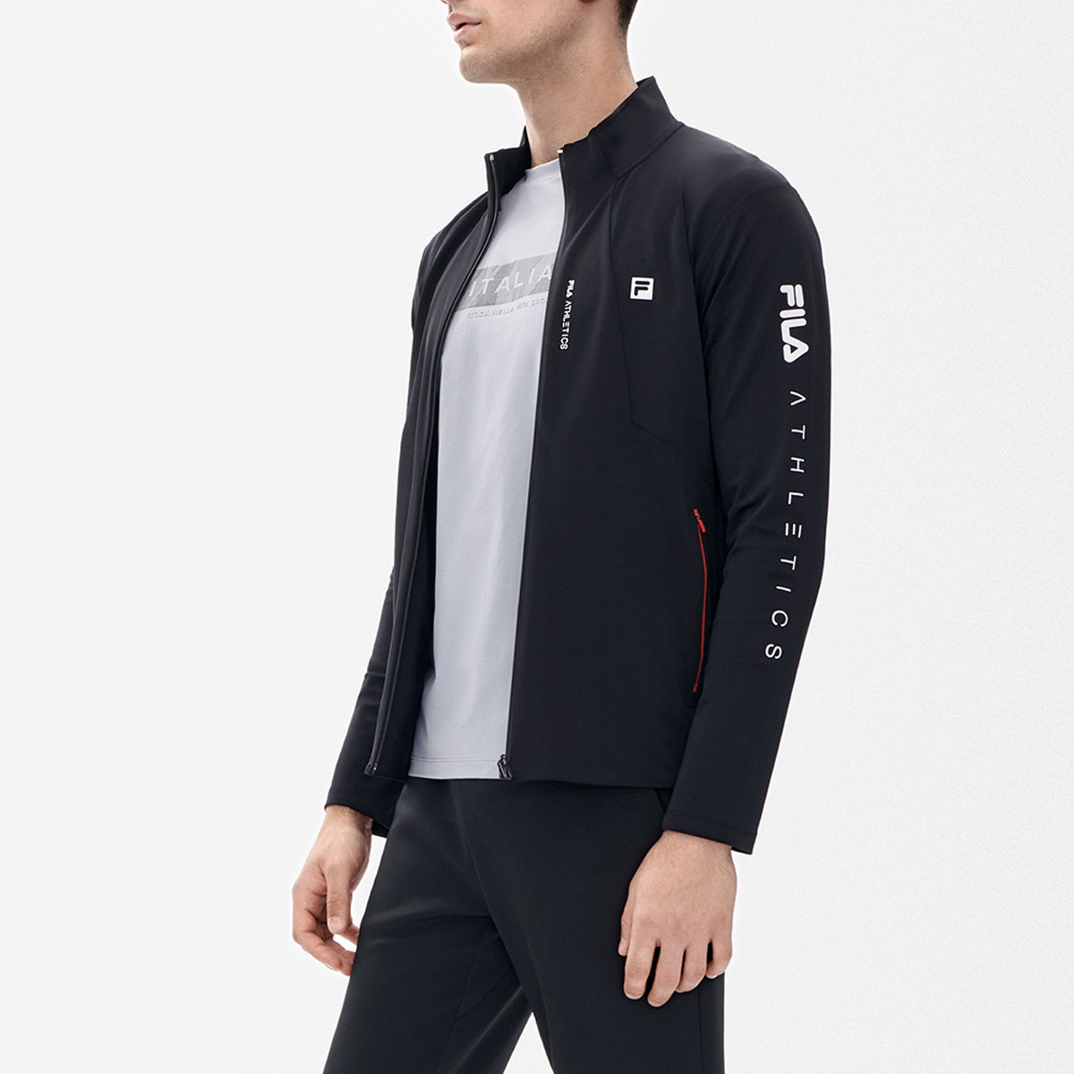 Details for FILA Jaket Track Rajut Hitam dengan Cetakan Logo A11M331501A-BK