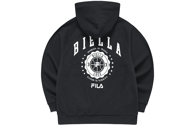 FILA Black Letter Pattern Printed Zip Hoodie Long Sleeve T11M315501F-BK