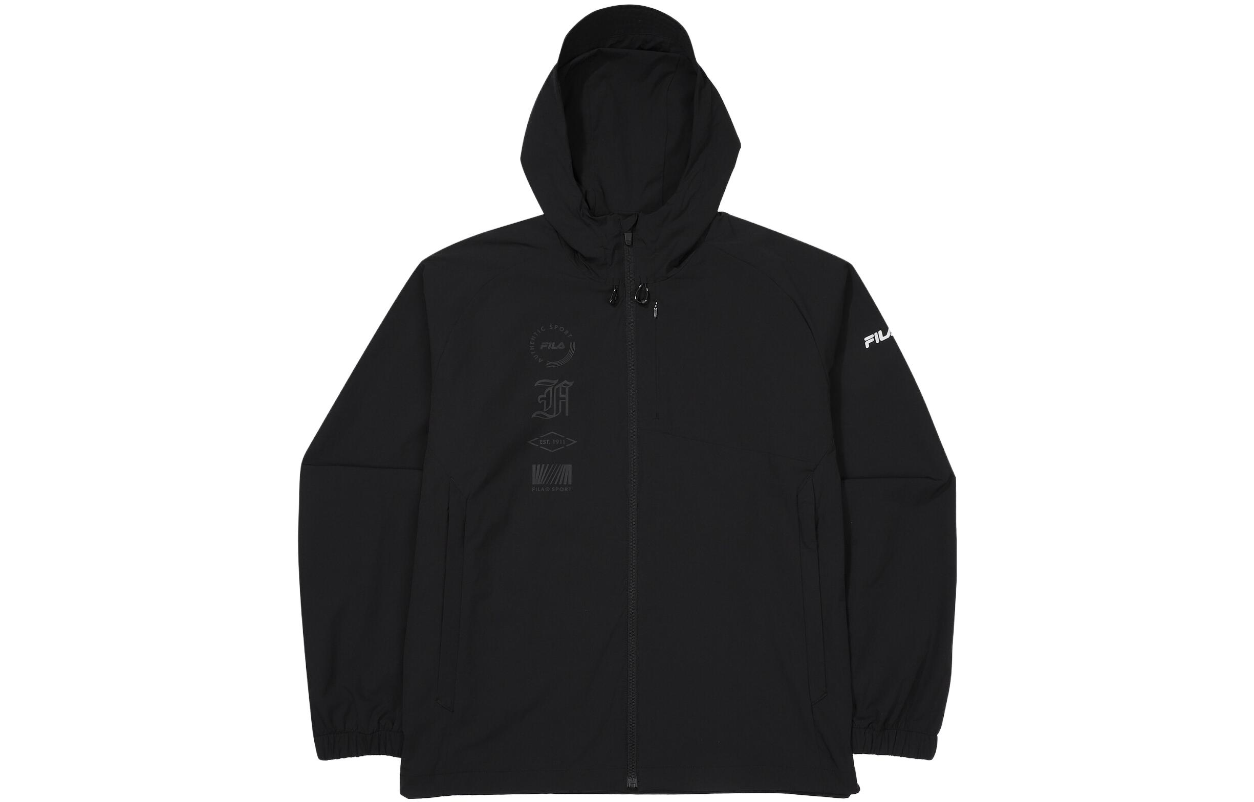 FILA Black Letter Print Hooded Jacket FS2JKF3203M-BLK