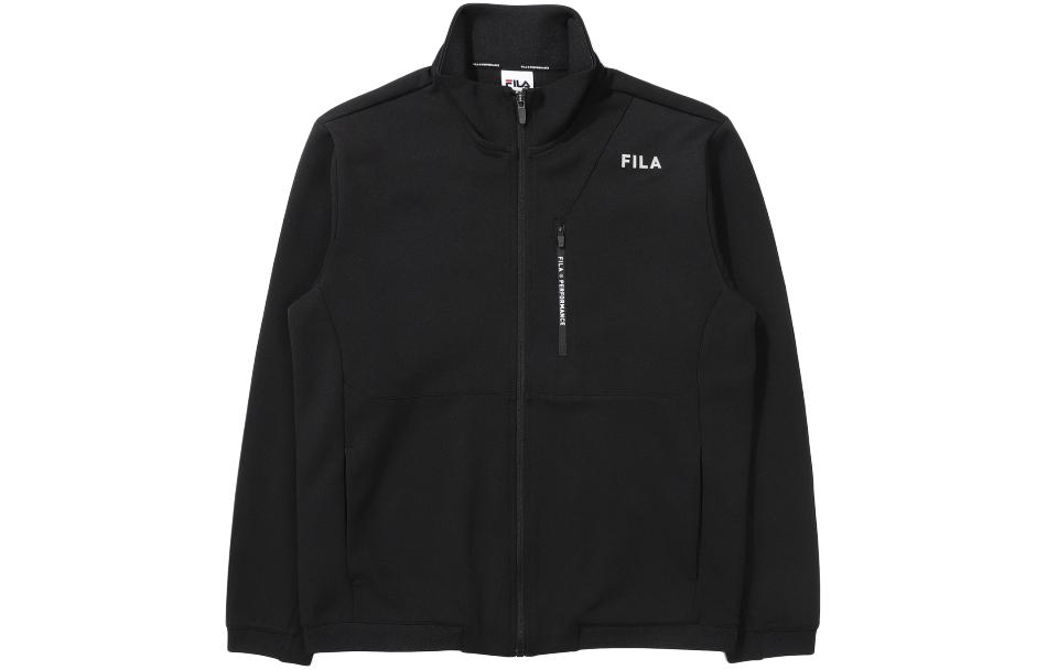 FILA Black Letter Print Zip-Up Track Jacket with Stand Collar FS2FTE1201M-BLK