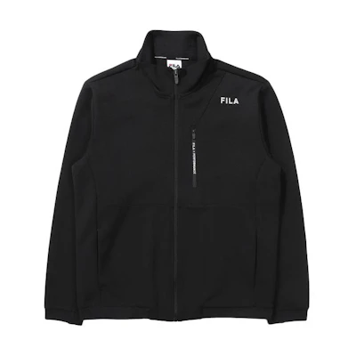 FILA Black Letter Print Zip-Up Track Jacket with Stand Collar FS2FTE1201M-BLK