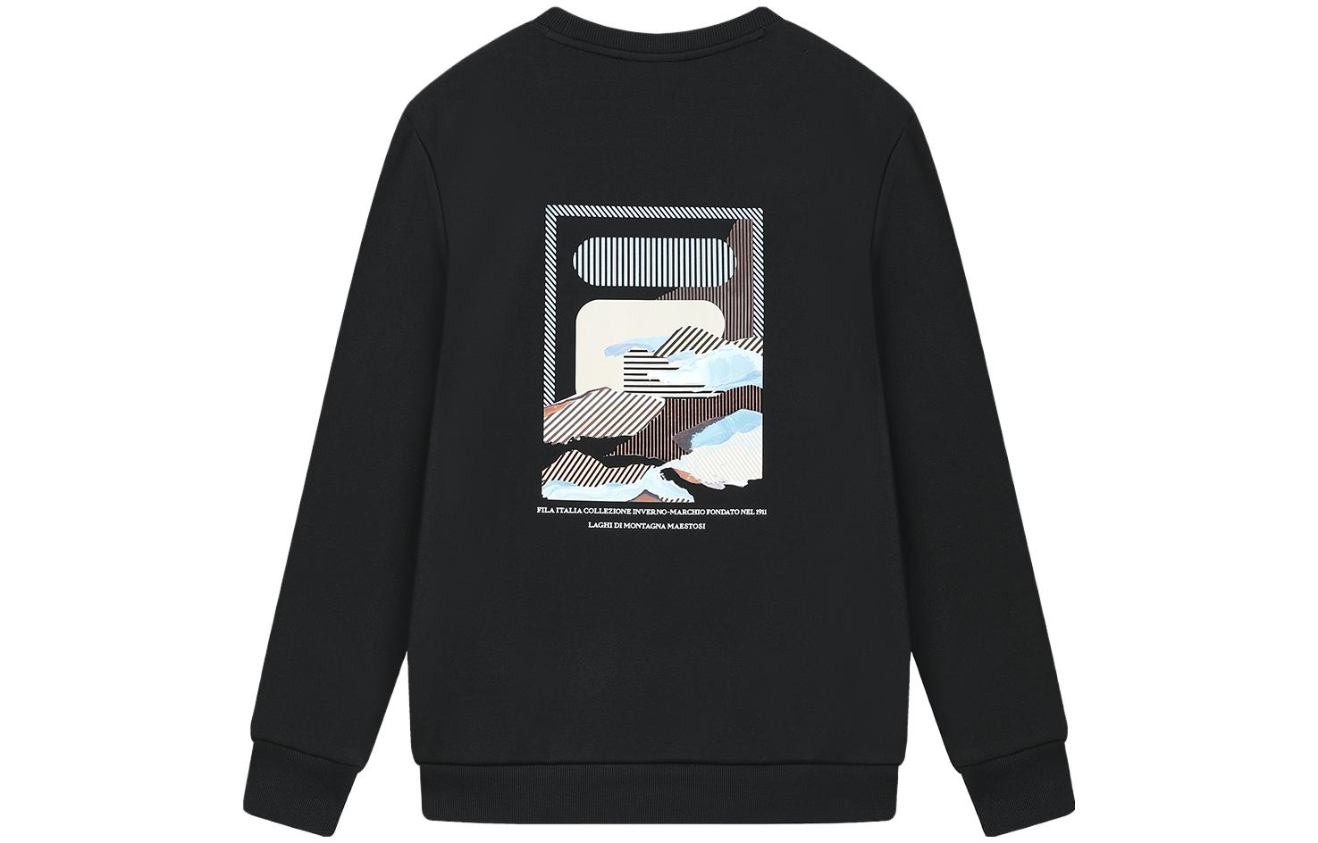 FILA Black Logo Crewneck Pullover Fleece Sweatshirt F11M348222F-BK