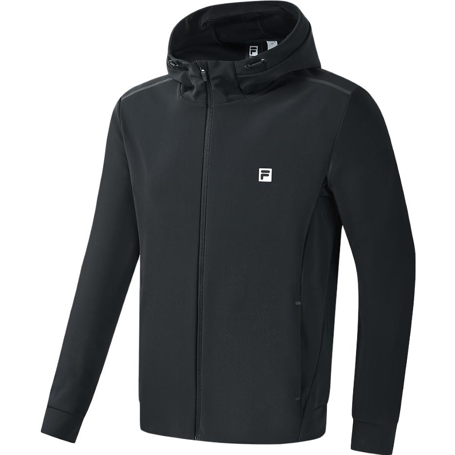 FILA Black Logo Print Hooded Casual Jacket A11M321503F-BK