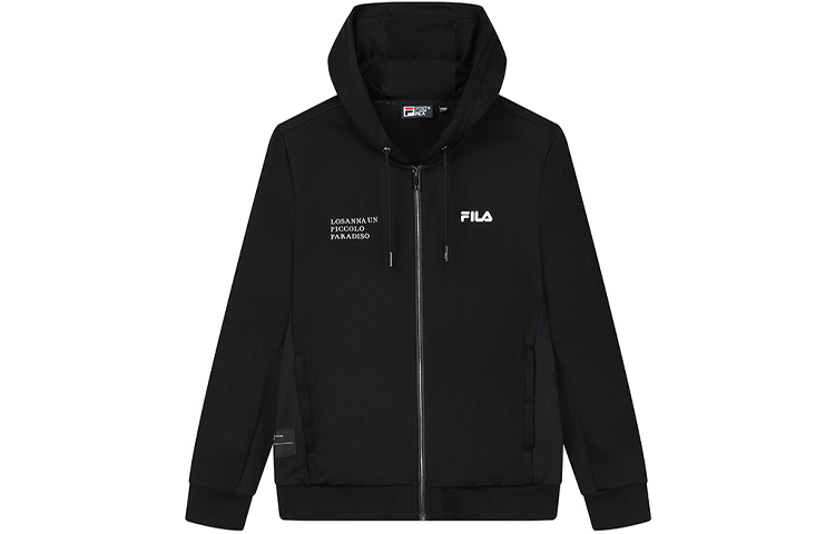 FILA Black Logo Print Knit Breathable Hooded Sports Jacket F11M138552F-BK 圖 2