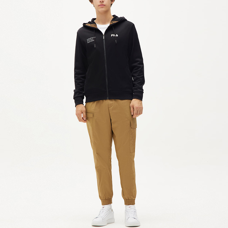 FILA Black Logo Print Knit Breathable Hooded Sports Jacket F11M138552F-BK 圖 4