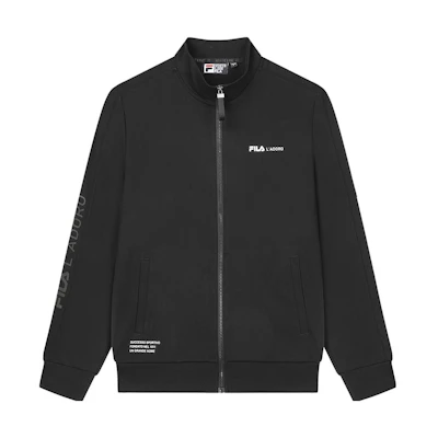 FILA Black Logo Print Knit Casual Jacket F11M338506F-BK