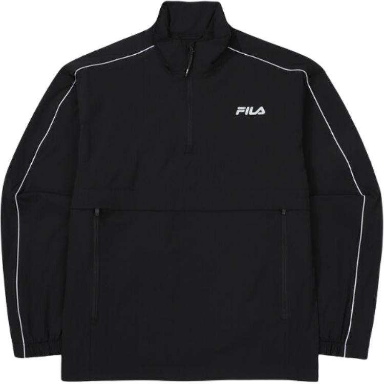 FILA Black Logo Print Stand Collar Pullover Jacket FS2JKF3202M-BLK
