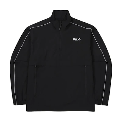 FILA Black Logo Print Stand Collar Pullover Jacket FS2JKF3202M-BLK