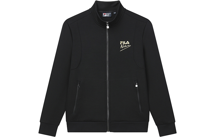 FILA Black Logo Printed Long-Sleeve Casual Knit Jacket F11M218503F-BK