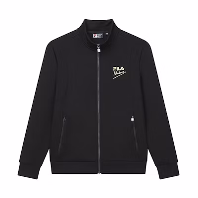 FILA Black Logo Printed Long-Sleeve Casual Knit Jacket F11M218503F-BK