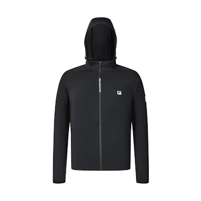 FILA Black Logo Printed Loose Fit Knit Hoodie Jacket for Fitness A51M411504A-BK