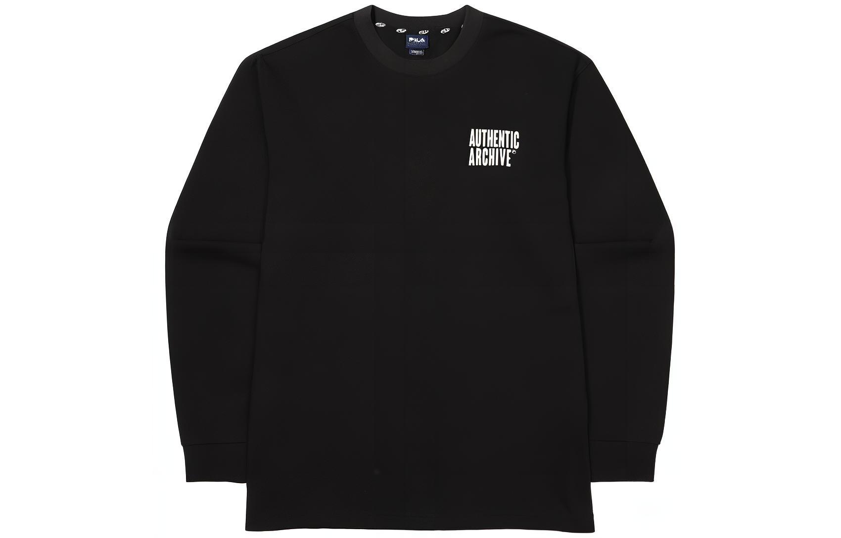 FILA Black Long-Sleeve Crewneck Sweatshirt with Letter Graphic Print FS2RLF3102XBLK