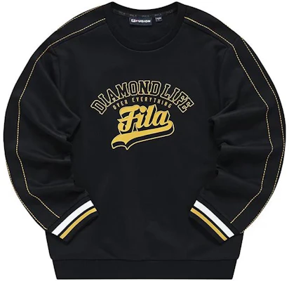 FILA ブラック ロゴプリントデザイン入り長袖スウェットシャツ T11M312206F-BK Buy FILA ブラック ロゴプリントデザイン入り長袖スウェットシャツ T11M312206F-BK