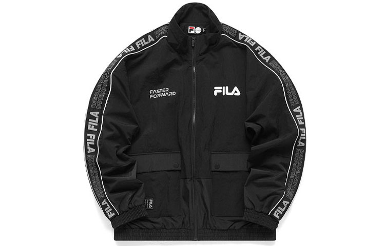 FILA Black Long-Sleeve Woven Track Jacket with Side Logo Tape T11M113708F-BK